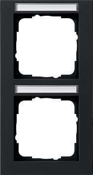 Cadre de finition Gira E2 avec zone d'inscription Noir mat (laqué) vue 1