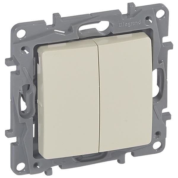 Niloé interrupteur 2 directions double 10AX 250V Crème à griffes vue 1