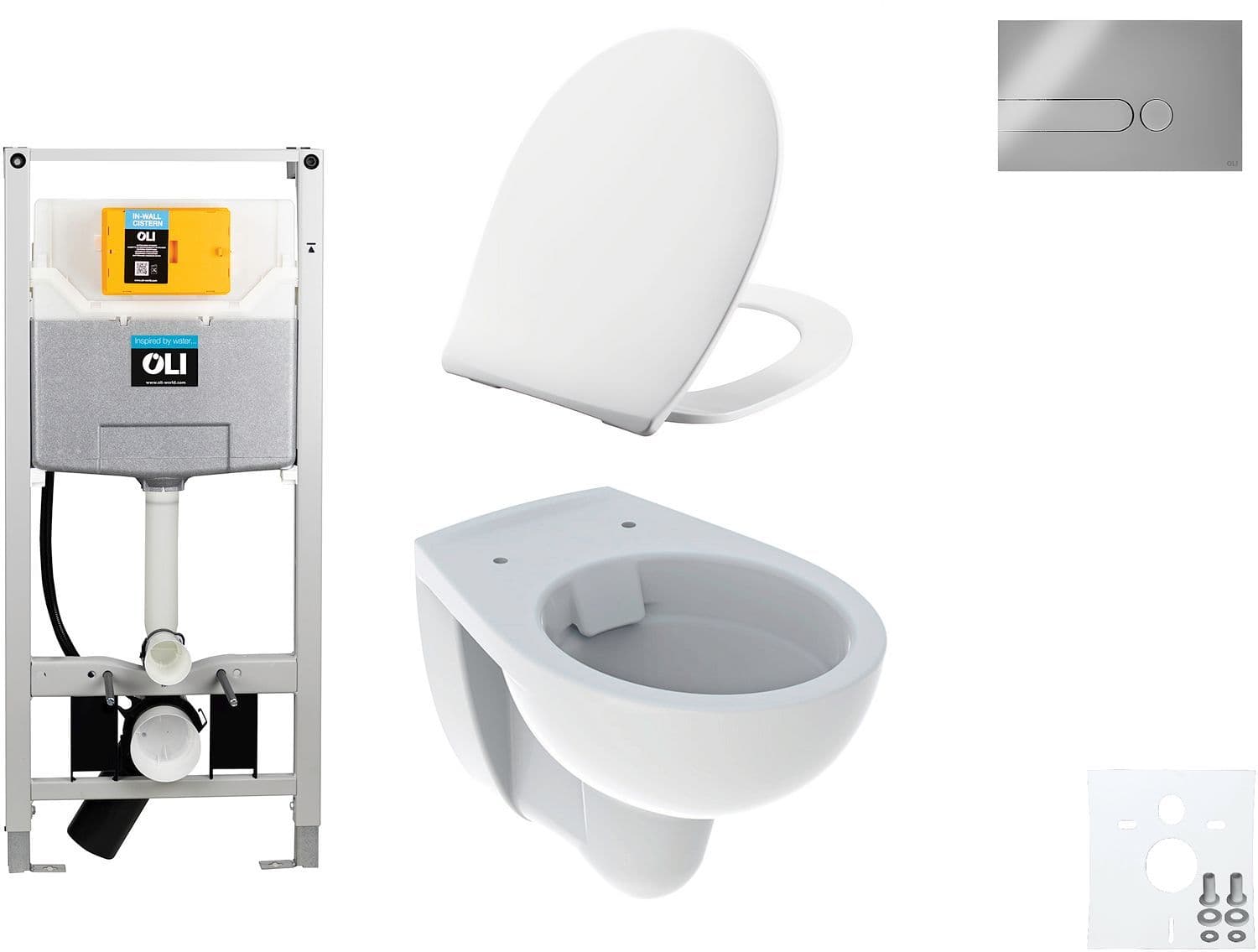 WALLFIX OLI WC SUSPENDU BASTIA RIMFREE PERSSALIT T SOFTCLOSE + LIFT-OFF IPLATE MAT CHROME vue 1