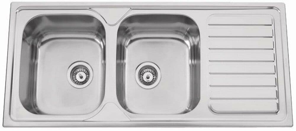 intro Médoc évier encastrer inox poli 2 bacs égouttoir 1160x500mm réversible com vue 1