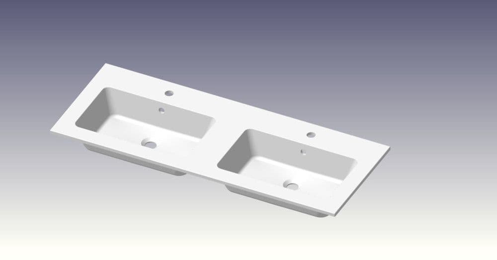 intro Cor tablette avec 2lavabos intégrés 1205x460x140mm blanc mat vue 1