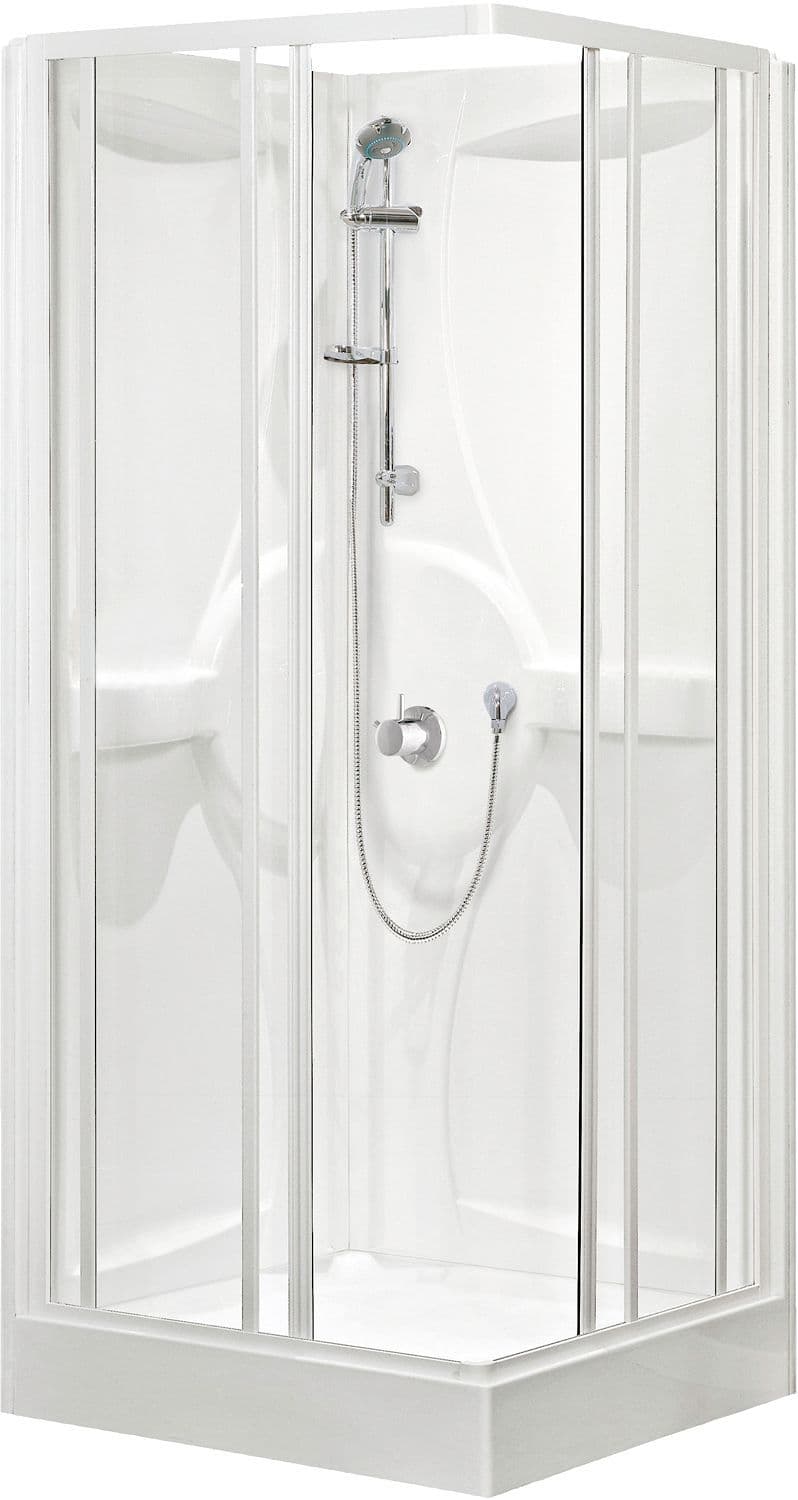 CABINE DE DOUCHE DESCO COLLECTION 90-90 AVEC THERMOSTAT ENCASTRER ACCES D'ANGLE ALU/BLANC-CLAIR vue 1