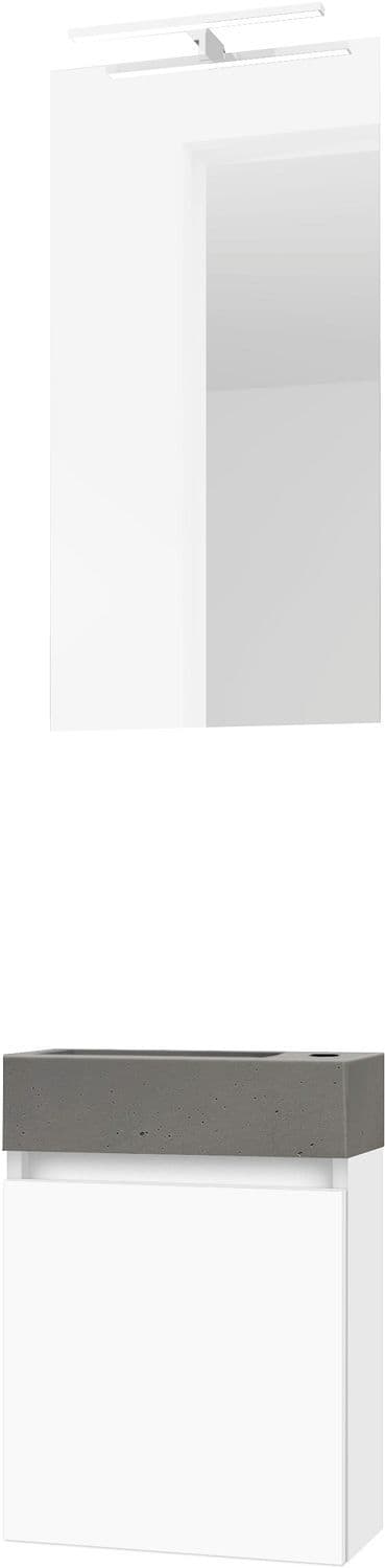 LAVE-MAINS FORM MINI BETON/ 1 PORT/MIROIR/LUMIERE LED BLANC vue 1