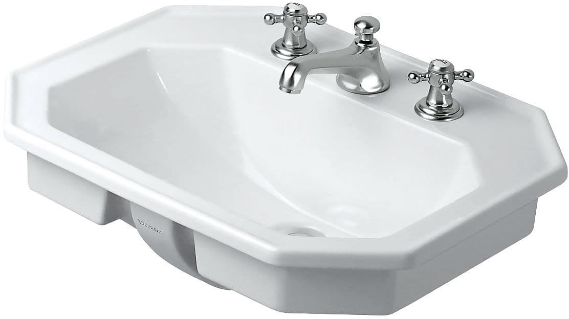 VASQUE A ENCASTRER 1930 DURAVIT 580X470MM +1(3) TROUS ROBINET +TROP-PLEIN BLANC vue 1