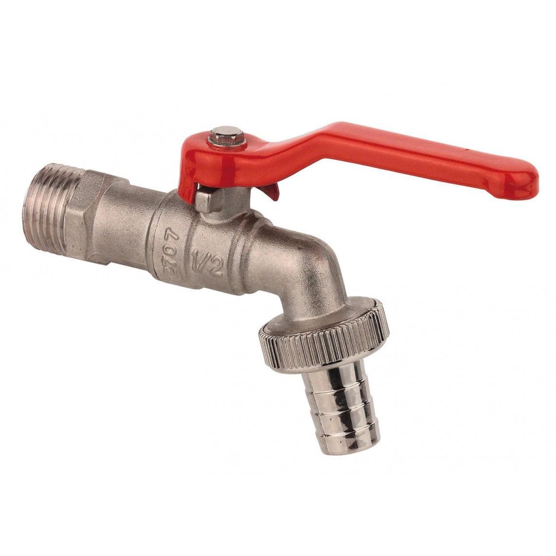 986188055 LT robinet à boisseau sphérique, nickelé, 1/2" M x 3/4" M x 1/2"T vue 1