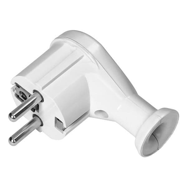 Fiche coudée 2 pôles + T, Uni - Schuko, Blanc vue 1