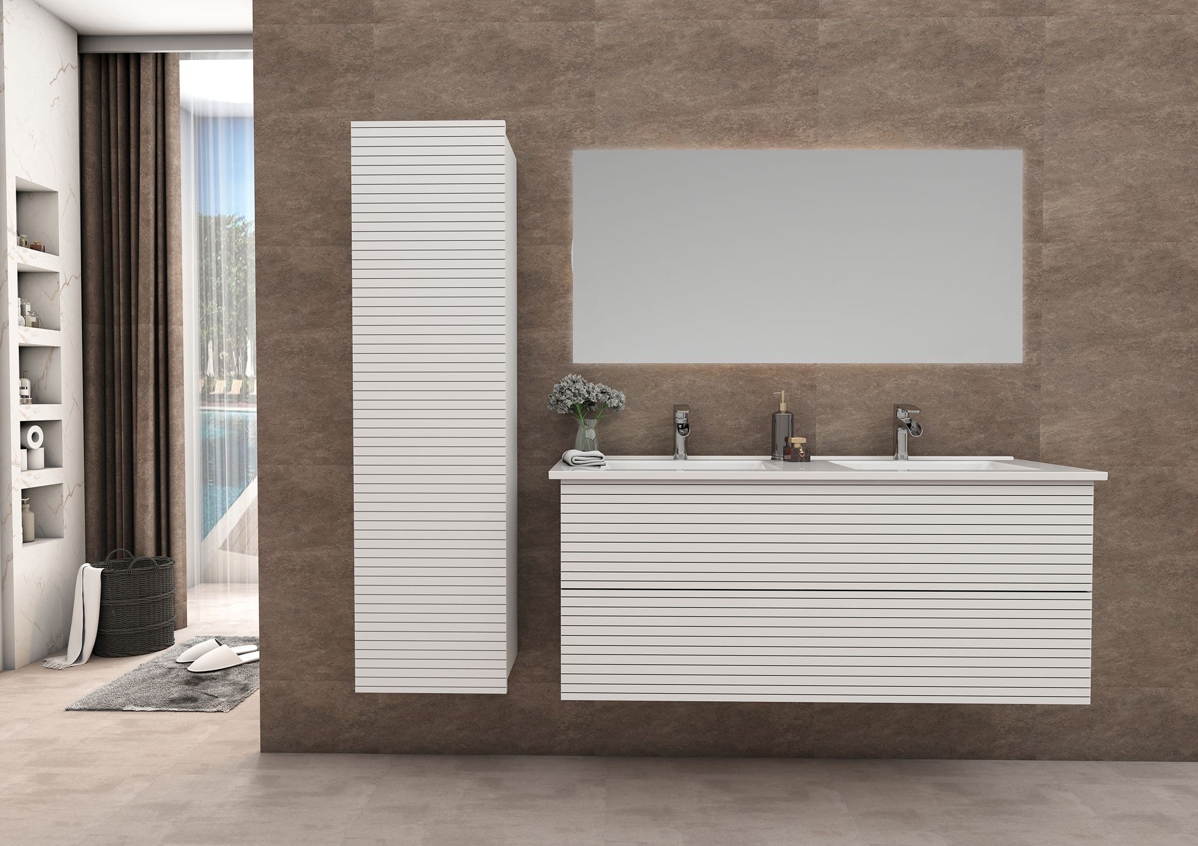 ELITE MEUBLE SOUS-PLAN AVEC RELIEF HORIZONTAL (120CM) - BLANC MAT vue 1