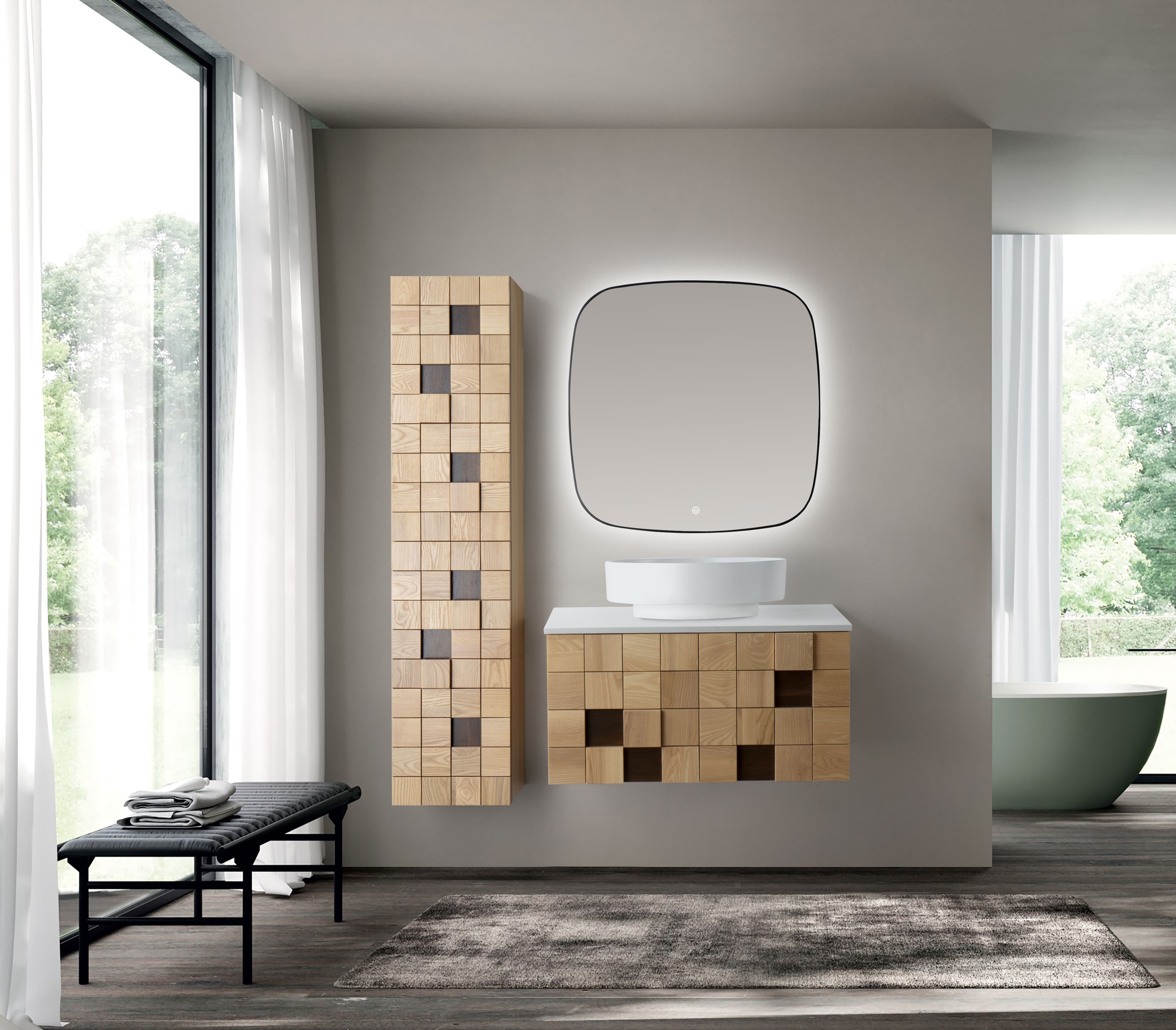 MIMOZA MEUBLE SOUS-VASQUE - 1 TIROIR - SANS POIGNÉE - SOFT CLOSE – 79X40X52 CM - CHÊNE CLAIR vue 1