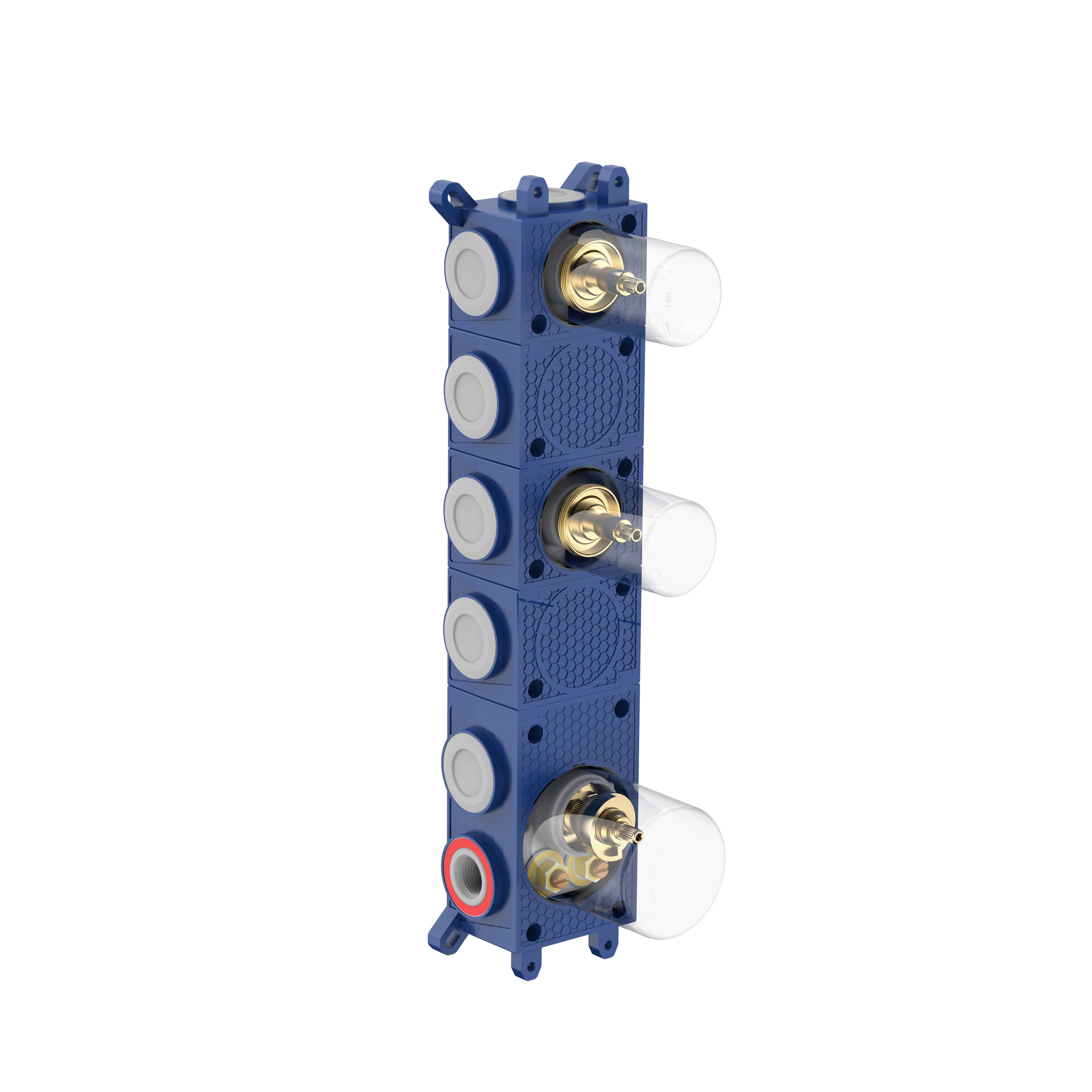 STRIA BOÎTIER D’ENCASTREMENT POUR MITIGEUR DE DOUCHE – 2 VOIES AVEC 2 ROBINETS D’ARRÊT – THERMOSTATIQUE – BELGAQUA - ENCASTRÉ vue 1