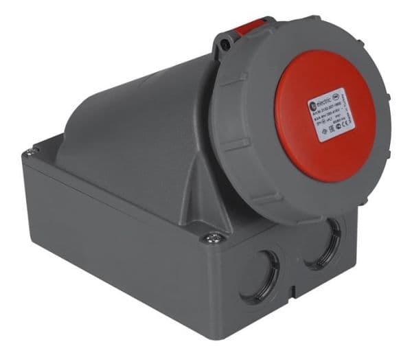 Prise CEE femelle murale 5 x 63A avec contact pilote 380 - 415Vac Rouge IP67 vue 1