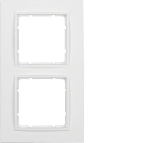 Plaque de recouvrement 2 postes Berker B.7 Blanc polaire, mat vue 1