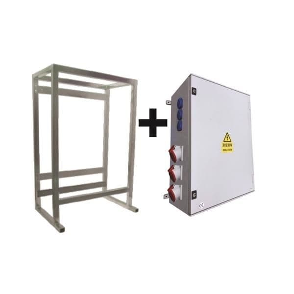 Coffret de chantier 63A + compteur + sélecteur réseau + châssis vue 1
