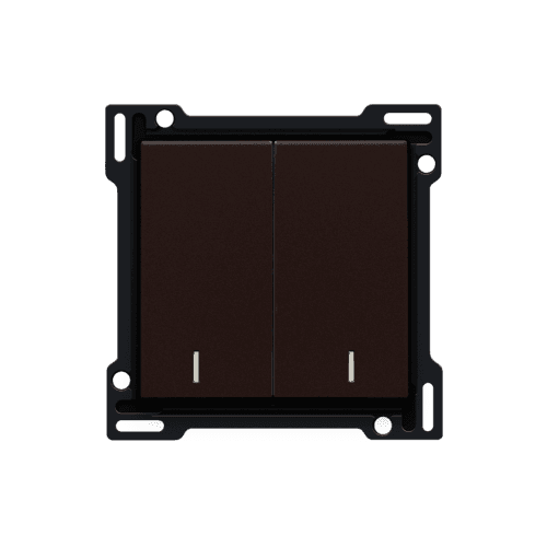 Set de finition avec double voyant pour interrupteur double allumage, interrupteur va-et-vient + bouton-poussoir N.O., interrupteur va-et-vient double ou bouton-poussoir double N.O. ou N.F., couleur dark brown coated vue 1