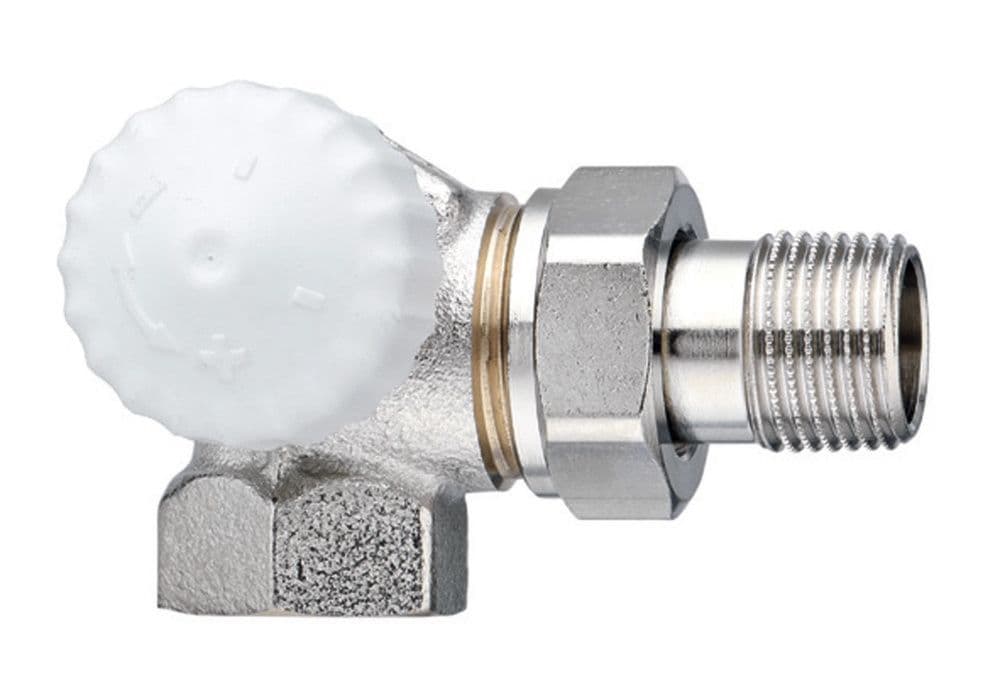 Heimeier V-Exact II robinet thermostatique double équerre gauche 1/2"F vue 1