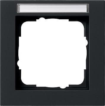 Cadre de finition Gira E2 avec zone d'inscription Noir mat (laqué) vue 1