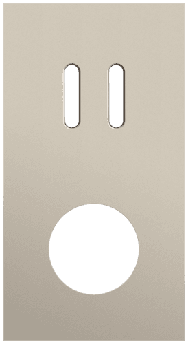 Plaque de recouvrement double, verticale 71 mm d'entraxe, pour une fonction de commutation double et une fonction de prise de courant, Niko Rocker steel champagne coated vue 1