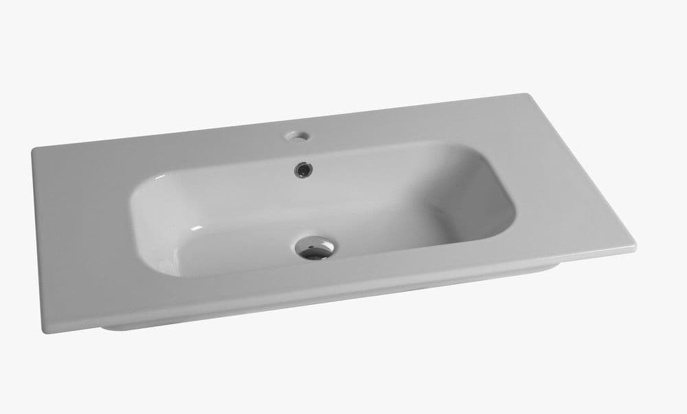 Van Marcke Cettina tablette intégrée porcelain 1lavabo 810x465x170mm blanc brillant vue 1