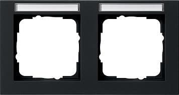 Cadre de finition Gira E2 avec zone d'inscription Noir mat (laqué) vue 1