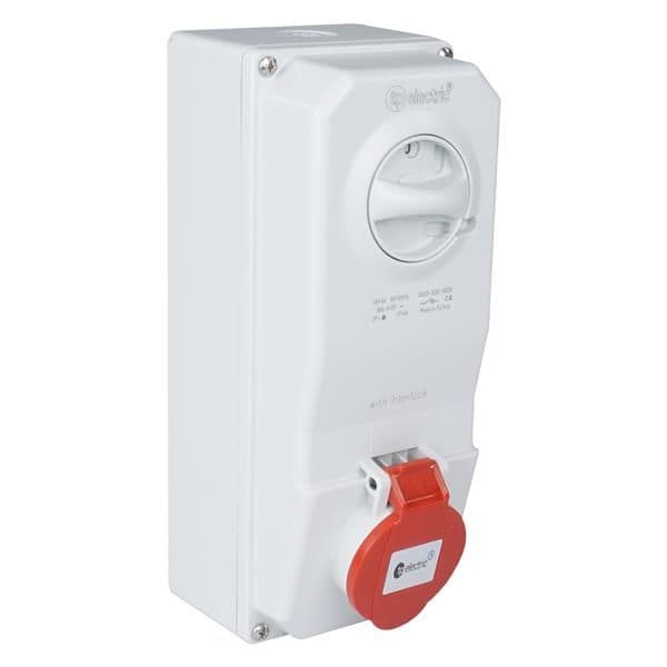 Prise verrouillée à montage mural Rouge 5 x 32A IP44 400V vue 1