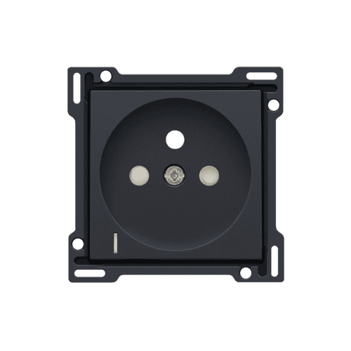 Set de finition avec voyant transparent pour prise de courant avec indication de tension, broche de terre et obturateurs de protection, profondeur d'encastrement de 28,5 mm, couleur anthracite coated vue 1