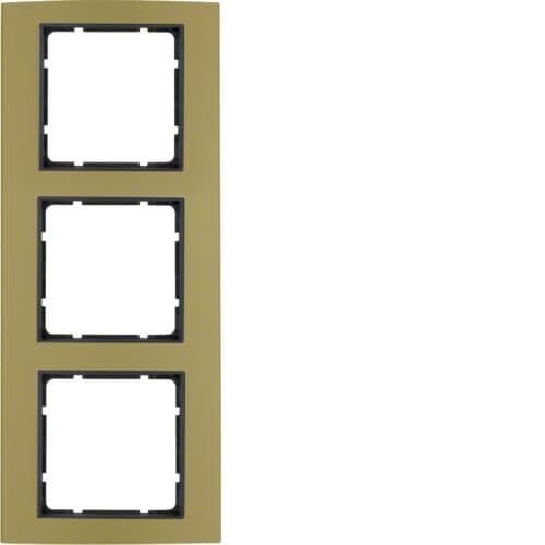 Plaque de recouvrement 3 postes Berker B.3 Alu, Or / Anthracite vue 1