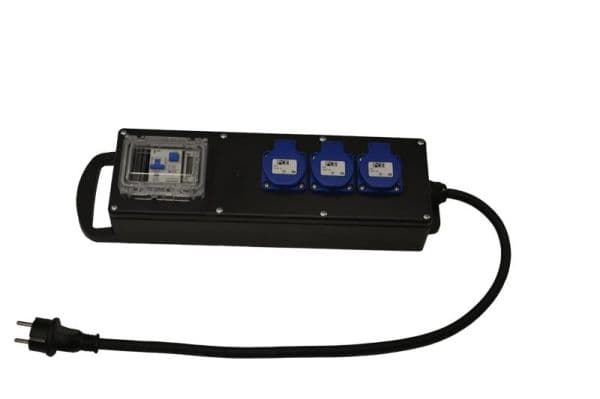 Bloc en caoutchouc 16A 2 x 230V avec compteur de kWh vue 1
