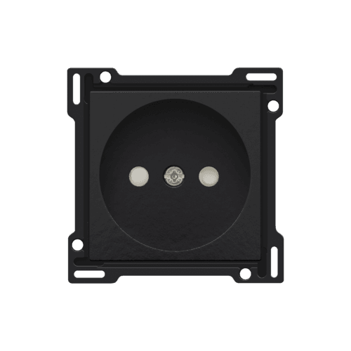 Set de finition pour prise de courant sans terre, avec obturateurs de protection, profondeur d’encastrement de 21 mm, couleur piano black coated vue 1