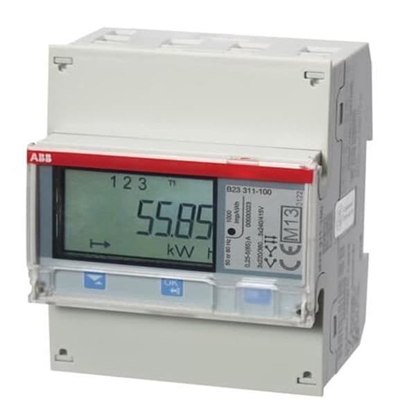 Compteur d'énergie, série B, 3 x 230 / 400Vac, 65A, pulse, B (cl 1), Argent vue 1