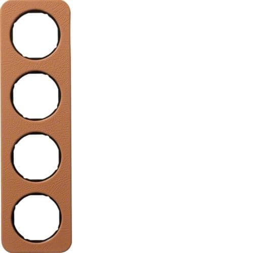 Plaque de recouvrement 4 postes R.1 Cuir Bruin / Noir vue 1