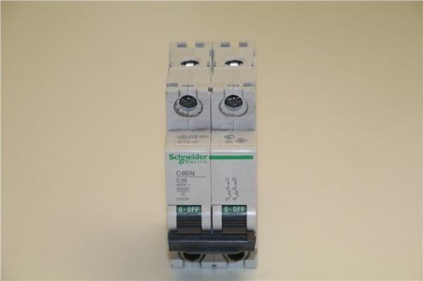 C60 - disjoncteur modulaire - C60N - 2 pôles 25A courbe C vue 1