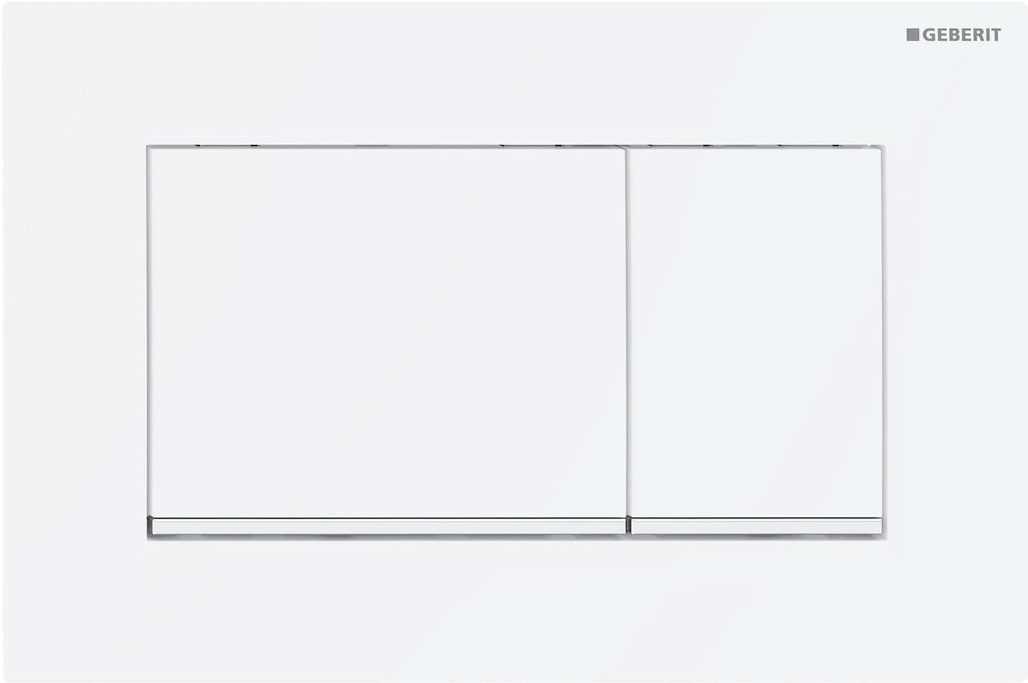 PLAQUE DE COMMANDE 2 TOUCHES SIGMA20 CARRE GEBERIT BLANC AVEC BANDE DESIGN EN BLANC MAT vue 1