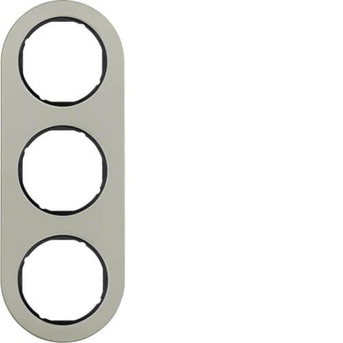Plaque de recouvrement 3 postes Berker serie R.Classic Inox / Noir vue 1