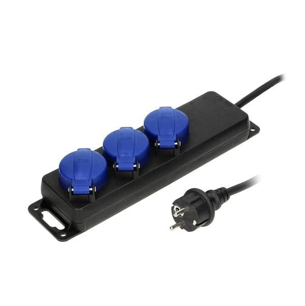 Prolongateurs multiprises résistants aux éclaboussures, 3m, cordon caoutchouc Schuko, IP44, H05RR-F vue 1