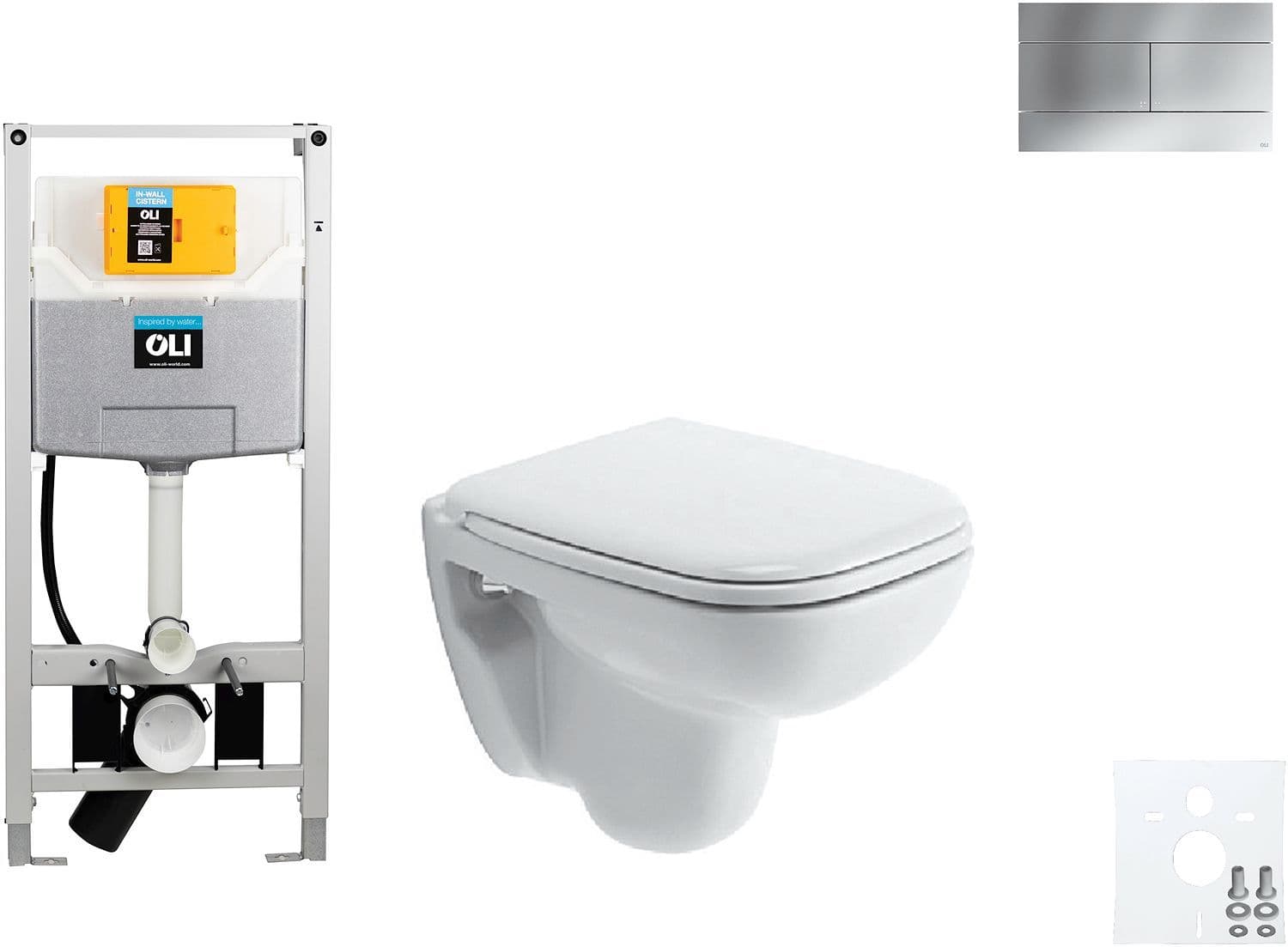 WALLFIX OLI WC SUSPENDU D-CODE COMPACT DURAVIT CODE SLIM MAT CHROME vue 1