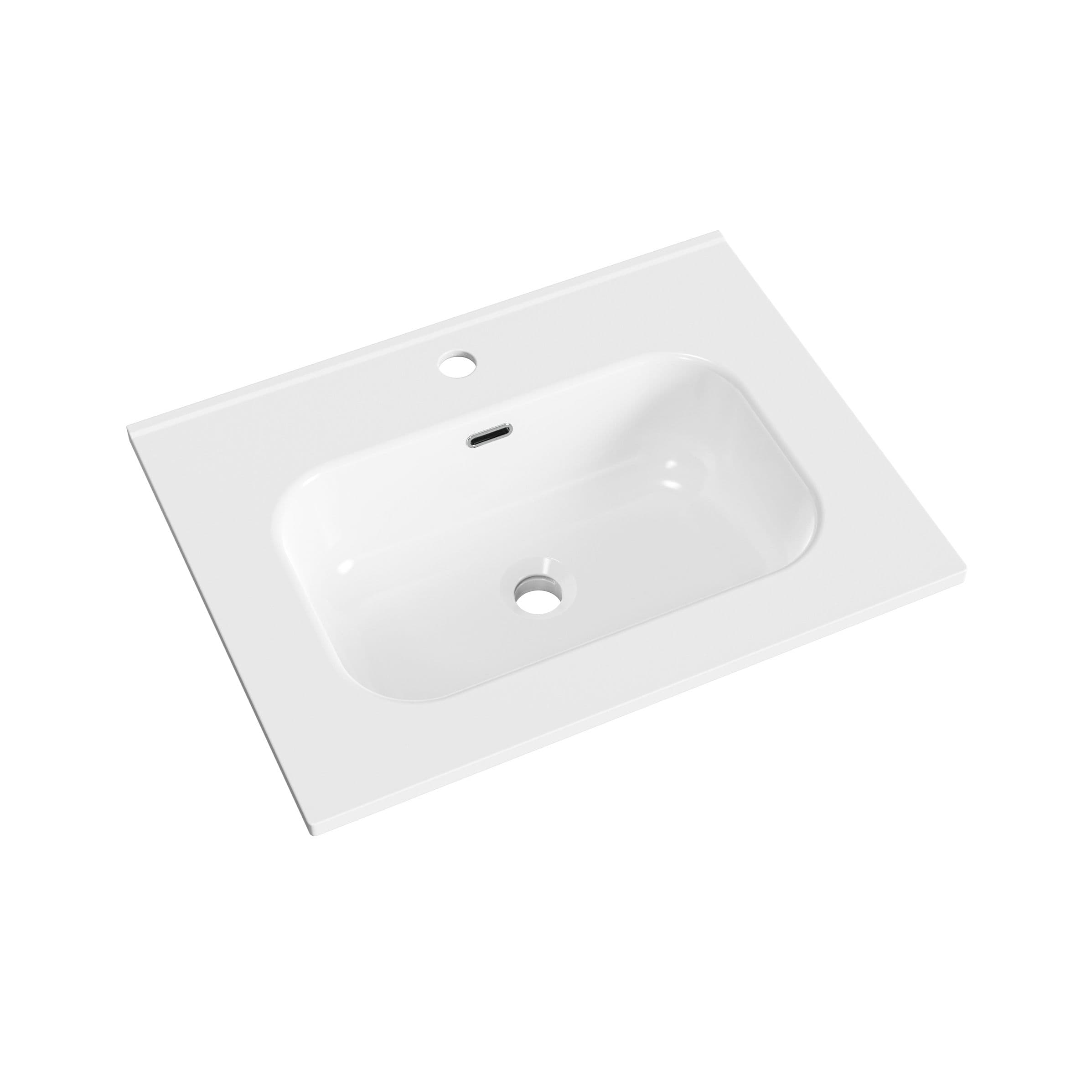 ALONI LIVA LAVABO – 60X1,8X46 CM – 1 VASQUE – 1 TROU ROBINET – AVEC TROP-PLEIN – CÉRAMIQUE – BLANC BRILLANT vue 1