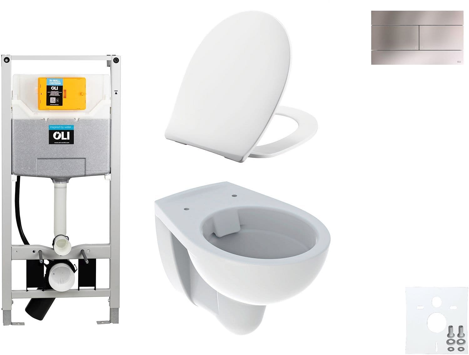 WALLFIX OLI WC SUSPENDU BASTIA RIMFREE PERSSALIT T SOFTCLOSE + LIFT-OFF SLIM INOX vue 1