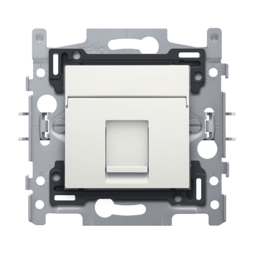 1 connexion RJ45 UTP Cat. 5E, prêt pour l'alimentation PoE++, modèle plat, incl. socle 60 x 71 mm avec fixation par griffes et set de finition, couleur white vue 1