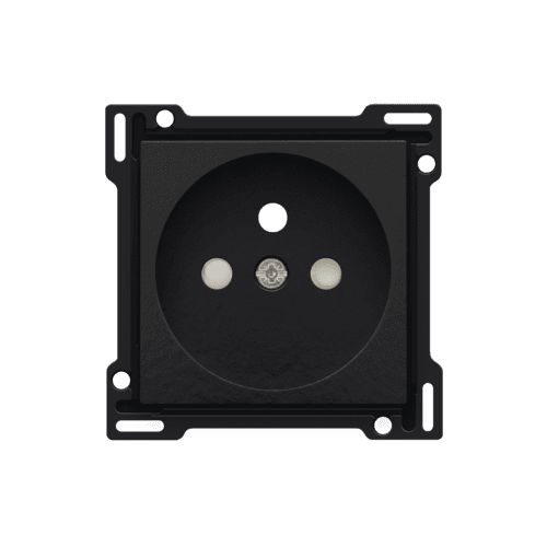 Set de finition pour prise de courant avec broche de terre et obturateurs de protection, profondeur d’encastrement de 28,5 mm, couleur piano black coated vue 1