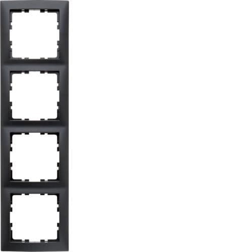 Plaque de recouvrement 4 postes Berker S.1 Anthracite, mat vue 1