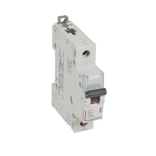 Disjoncteur DX³ 10000A / 16kA 1 pôle courbe D 02A 230 / 400V - 1 module vue 1