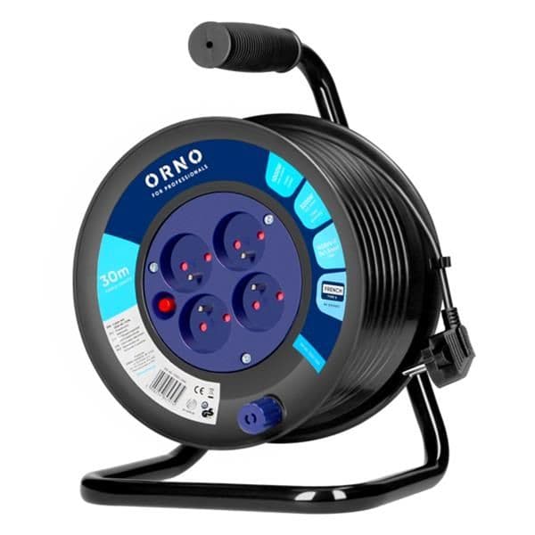 Enrouleur de câble, 4 prises, 2 pôles + T, PVC H05VV-F 3 x 1,5mm², 30m, protection contre les surch. vue 1