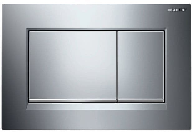 PLAQUE DE COMMANDE 2 TOUCHES SIGMA20 CARRE GEBERIT CHROME-BRILLANT AVEC BANDES DESING EN CHROMé MAT vue 1