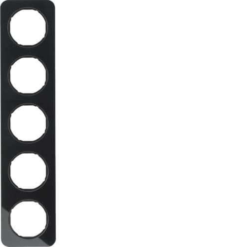 Plaque de recouvrement 5 postes Berker R.1 Verre, Noir vue 1