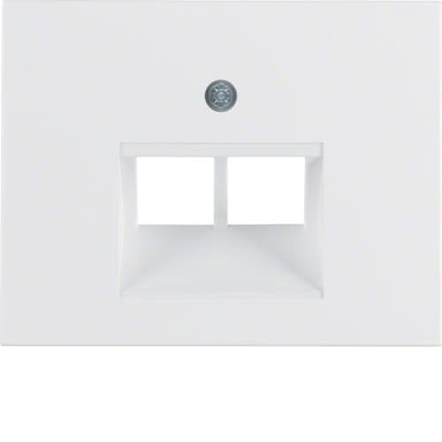 Enjoliveur pour prise informatique double Berker K.1 Blanc polaire, brillant vue 1