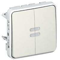 Plexo poussoir double lumineux 10A 250V composable Blanc vue 1