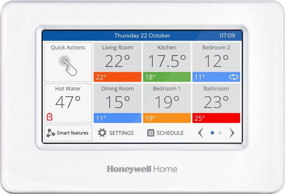 Honeywell Home Evohome panneau de contrôle vue 1
