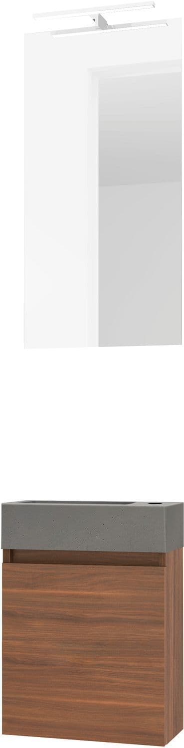 LAVE-MAINS FORM MINI BETON/ 1 PORT/MIROIR/LUMIERE LED NOYER vue 1