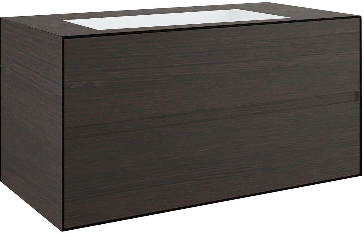 SOUS MEUBLE 2 TIROIRS+ LAVABO SOUS ENCASTRER CENTRAL TENSO 90CM SANS TROU ROBINET WENGE vue 1