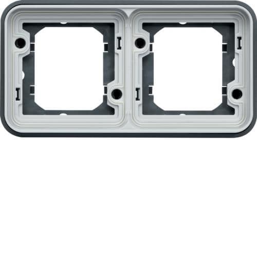 Support encastré Cubyko, double, horizontal, Gris vue 1