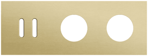 Plaque de recouvrement triple, horizontale 71 mm d'entraxe, pour une fonction de commutation double et deux fonctions de prise de courant, Niko Rocker alu gold brushed vue 1